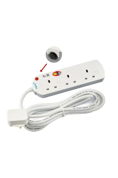 mind توصيلة كهرباء ماليزي 3 فتحة 3 متر مزودة بزر أمان حماية وقوة تحمل