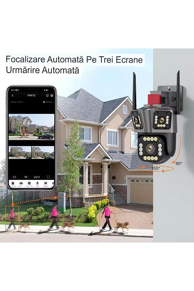OEM Triple 4g ​​Surveillance Camera Arvada motion DF-SHM, 12MP, Outdoor and Indoor, Ultra HD, focus
