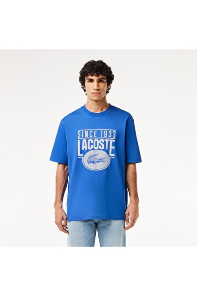 Lacoste Erkek Loose Fit Baskılı Mavi T-Shirt