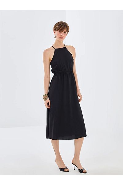 LC Waikiki BLAIS Black Women's Halter Neck Straight Dress