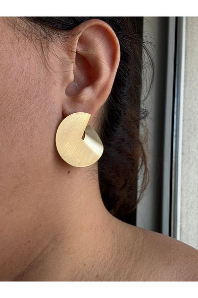 Gümüş sandık Round Modern Plate Steel Earrings