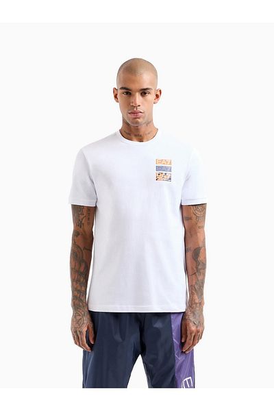 EA7 White Crew Neck Men's T-Shirt - 3DPT12PJ7BZ
