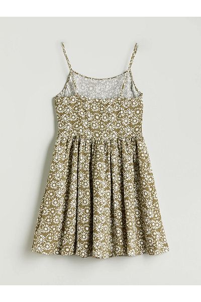 LC Waikiki Xside khaki u neck floral strap linen look mini dress