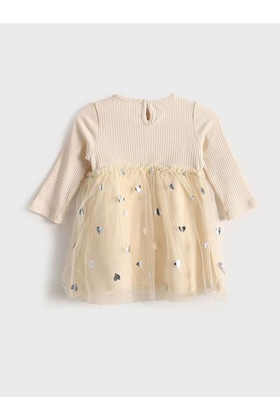 LC Waikiki Crew Neck Long Sleeve Baby Girl Dress