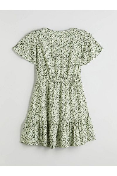 LC Waikiki Lcw Comfort Green V Neck Floral Mini Dress