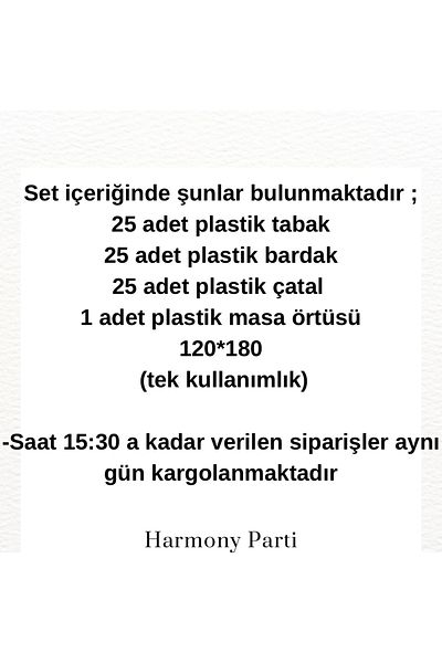 Harmonyparti Gold Plastic Plate Cup Fork Set for 25 People