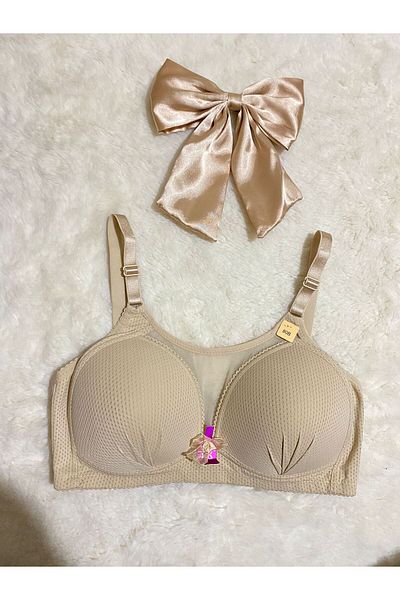 F.K Tulle Detailed Unwired and Unpadded Gathering Bra