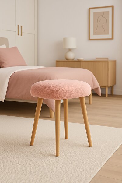 Bounteous Kare Model Tedy Kumaş Puf Tabure