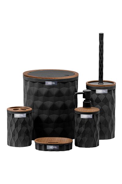 NIOVEL 5-piece bathroom accessory set DA3, toilet brush, waste bin, soap dispenser, toothbrush holder, soap holder, Ant.