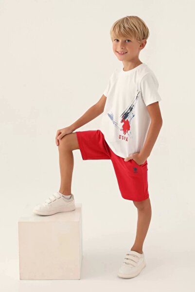 U.S. Polo Assn. Fiú krémes bermuda öltöny