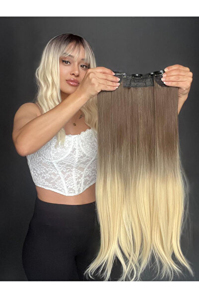 Suzan Peruk Düz Yarımay+2 yan Çıtçıt Tam set -Geniş Parça Yarımay Çıtçıt Saç ...