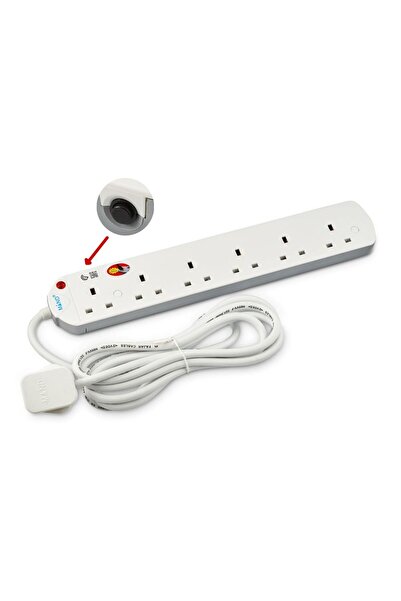 mind توصيلة كهرباء ماليزي 6 فتحة 5 متر مزودة بزر أمان حماية وقوة تحمل