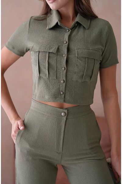 YILMAZBARMAZ women's double suit with flap pockets