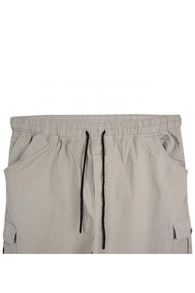 tambattal Large Size Lace-Up Gabardine Trousers with Cargo Pockets