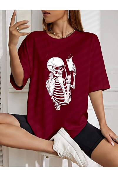 LAND MODA υπερμεγέθη μπλουζάκι με στάμπα κυπαρισσιού