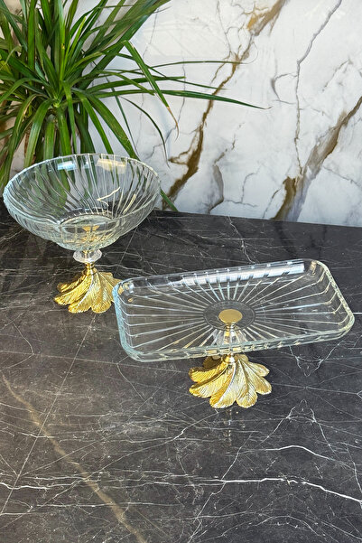 La Micellar Rocher 2-Piece Elegant Kand Foot Glass Presentation Bowl & Bowl P...