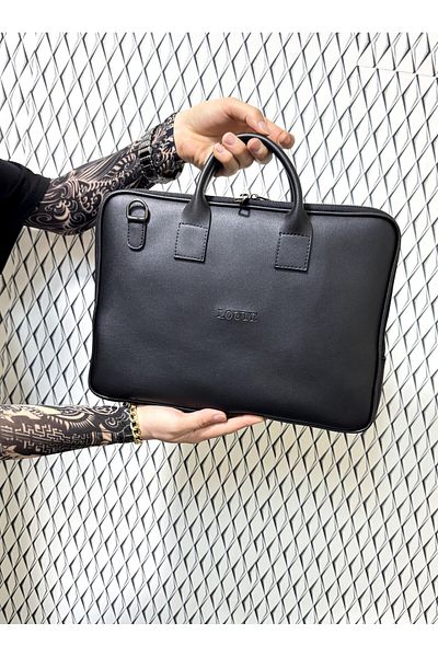 loute Men's Faux Leather Laptop & Briefcase Model 17 Inch Laptop with Back Pocket, Long Handle, Handles and Pullers