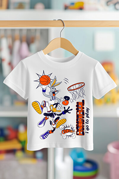 BookOrBook Tricou pentru copii Bunny și Daffy Basketball 100% bumbac de calit...
