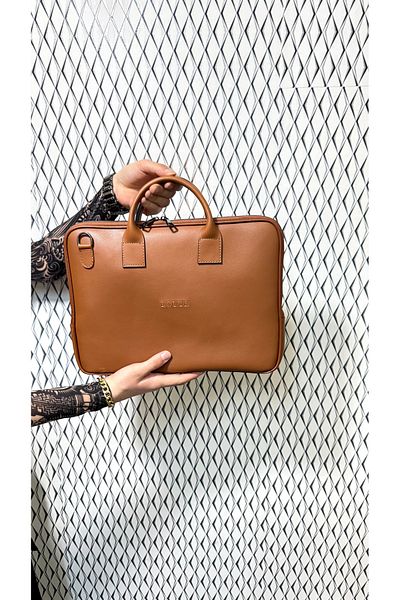 loute Men's Faux Leather Laptop & Briefcase Model 17 Inch Laptop with Back Pocket, Long Handle, Handles and Pullers