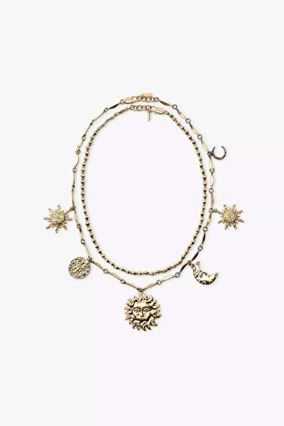 Venus Design Çelik Güneş Charm 2li Kolye