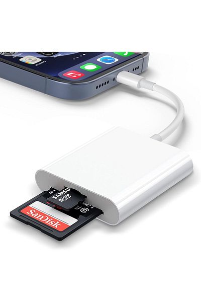 Deppo Trend iPhone 14/13/12/11/8/7/6/Mini/Plus/Pro/Max Compatible Lightning to Sd/Micro Sd/Tf Card Reader Converter