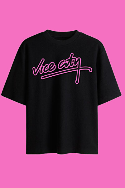 Dupe Design Neon Text cu imprimeu supradimensionat Unisex tricou