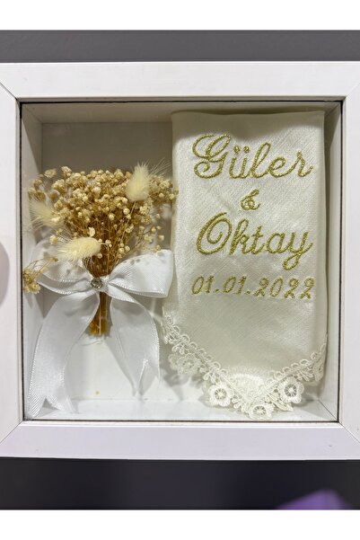 floraliva Söz mendili nakışlı gold gümüş isteğeözel nişan söz damat mendili k...