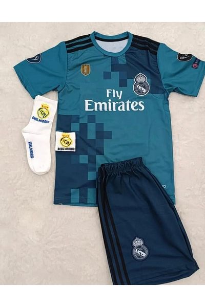 MONTENERO R.e.a.l M.a.d.r.i.d 2018 Cristiano Ronaldo Turquoise Touchdown kids jersey set of 4 (ARMED)