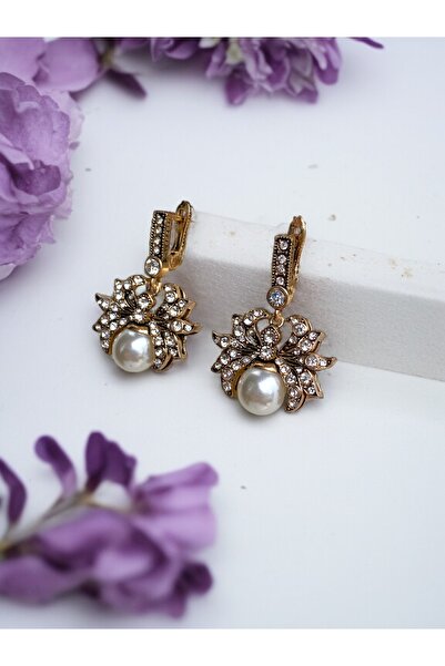 FAYRA ACCESSORIES Kristal Taşlı Yengeç Figür Tasarım İnci Küpe