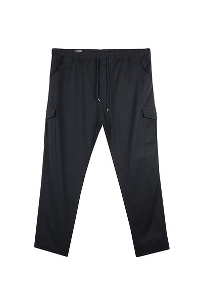 tambattal Large Size Lace-Up Gabardine Trousers with Cargo Pockets