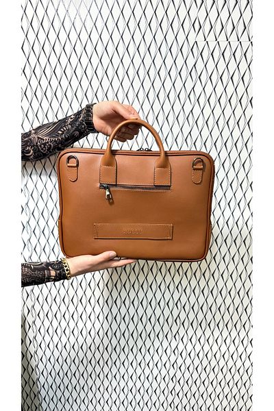 loute Men's Faux Leather Laptop & Briefcase Model 17 Inch Laptop with Back Pocket, Long Handle, Handles and Pullers