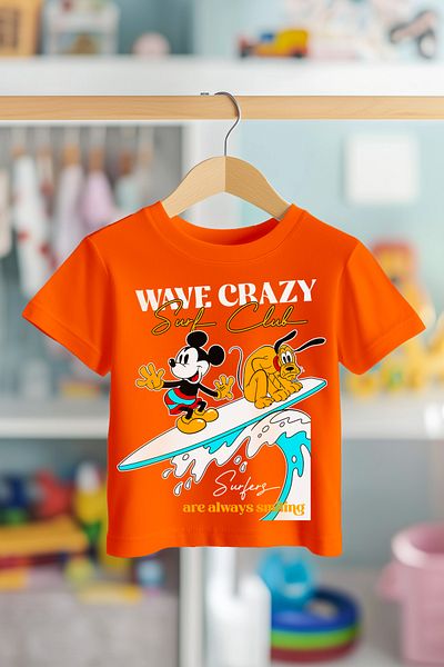 BookOrBook Surf Clup Miki 100% Cotton Premium Quality Children's T-Shirt (3-12 Years)