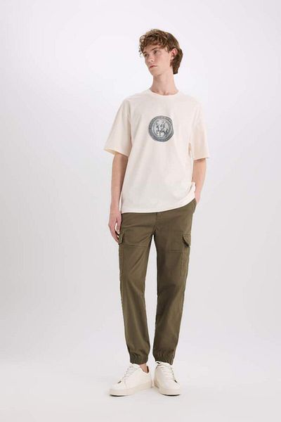 DeFacto New Season 100% Cotton Boxy Fit Crew Neck Printed Short Sleeve T-Shirt