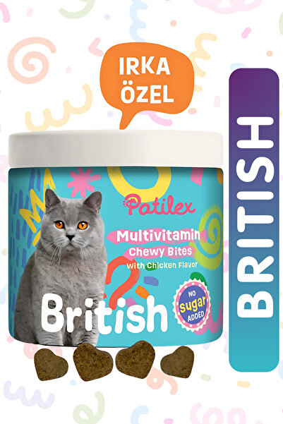 Patilex British Kediler için Multivitamin Ödül Maması, Shorthair Longhair Ödülü Vitaminleri, Multivitamin
