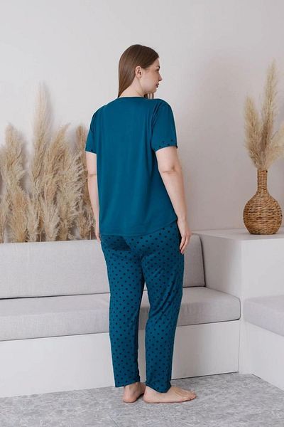 Pijamoni Set pijama subțire cu mânecă scurtă pentru femei Milan, mărime mare, cu gâtul turn, 7665/5- 1 buc
