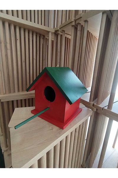 değerli hobi Wooden Bird Nest Outdoor Water Resistant Orange Green 15x15x20 Cm