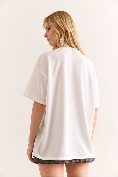 Olalook Γυναικείο μπλουζάκι με στάμπα White Doguie με 2 κλωστές TSH-19000903