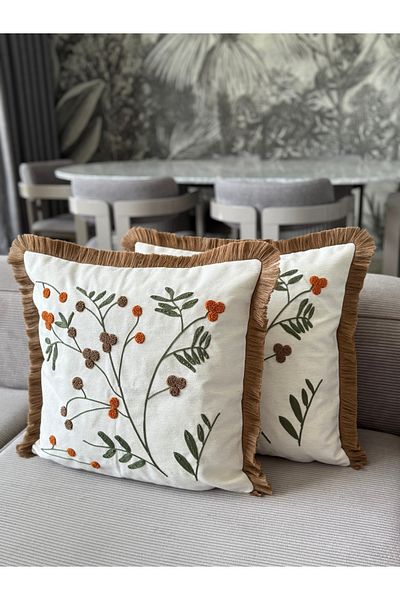 Skhome Husă de pernă cu franjuri brodate Grape Branch Punch 1 bucată 43x43cm(SPNC-09)