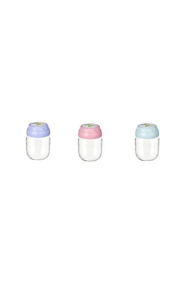 Skygo Set of 3 Vintage Decorative Patterned Glass Jar 425ml - 14.3 oz