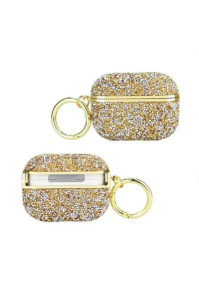 REDz Accessories Case For Apple Airpods Pro, Full Protection, Carabiner, Gold