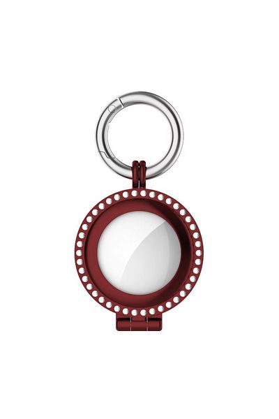 REDz Accessories Rhinestone Case for Airtag, Carabiner, Stainless-steel, Red