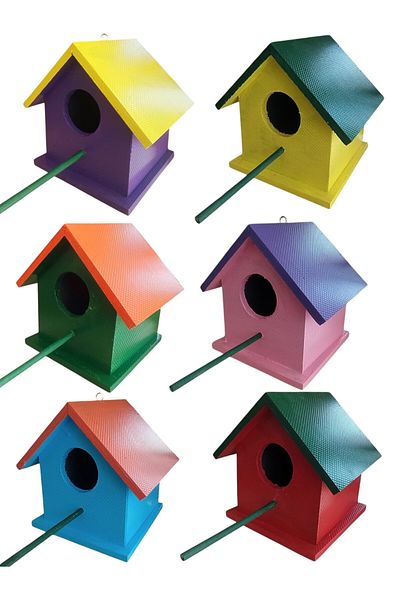 ncy Wooden Bird Nest Bird House Outdoor Water Resistant 6 Pieces 15x15x20 Cm