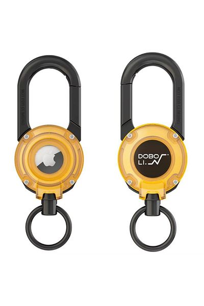 REDz Accessories Carabiner Case for Apple Airtag, Key Ring, Shockproof, Stainless-steel, Yellow