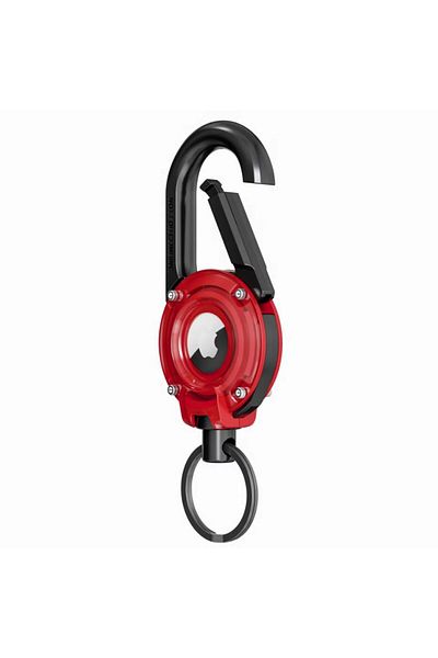 REDz Accessories Carabiner Case for Apple Airtag, Key Ring, Shockproof, Stainless-steel, Red