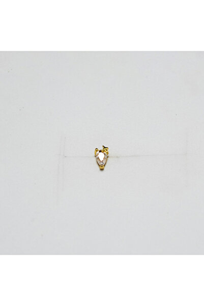 Piercing by Sever Yıldızlı Damla Taşlı Çelik Piercing Altın/Gold Renkli ve Şeffaf Taşlı (TRAGUS HELIX CONCH FLAT)