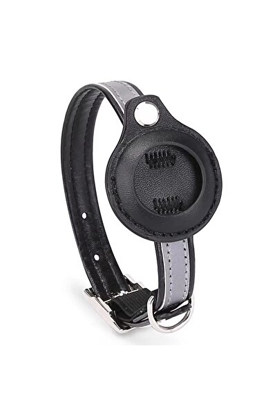 REDz Accessories Anti-Lost Collar, Small Animals, Airtag Holder, Reflective, Leather look, Black/Grey