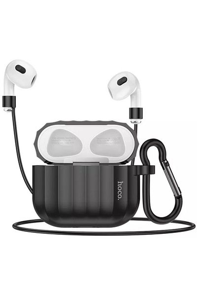 REDz Accessories Case for Apple Airpods 3, Hoco WB22 Glory Aeries, Carabiner hole, Silicone, Black