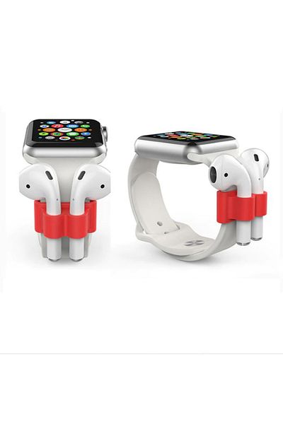 REDz Accessories Airpods headphone holder for Apple Watch strap, Red