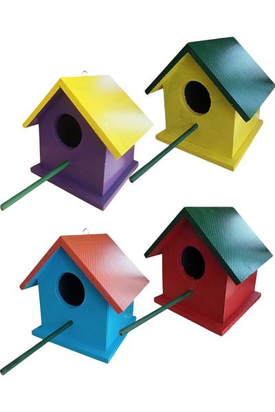 değerli hobi Wooden Bird Nest Outdoor Water Resistant 4 Pieces 15x15x20 Cm