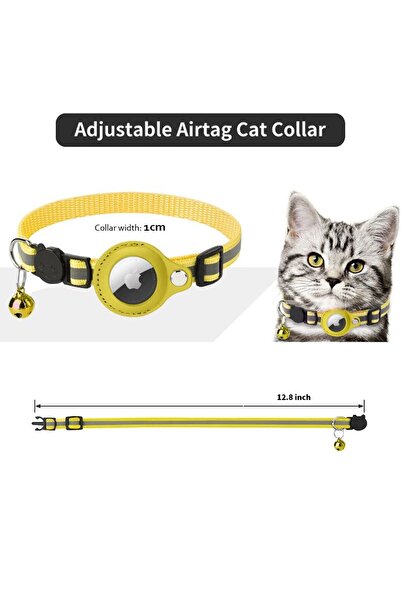 REDz Accessories Animal collar for Airtag, Reflective, Bell, Textile, Yellow